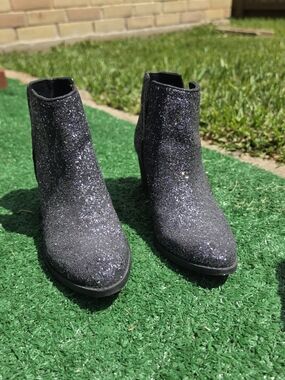 Not Rated Black Glitter Ankle Booties